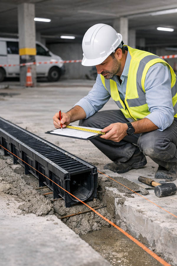 اجرای صحیح نصب گاتر پیشساخته در پارکینگ