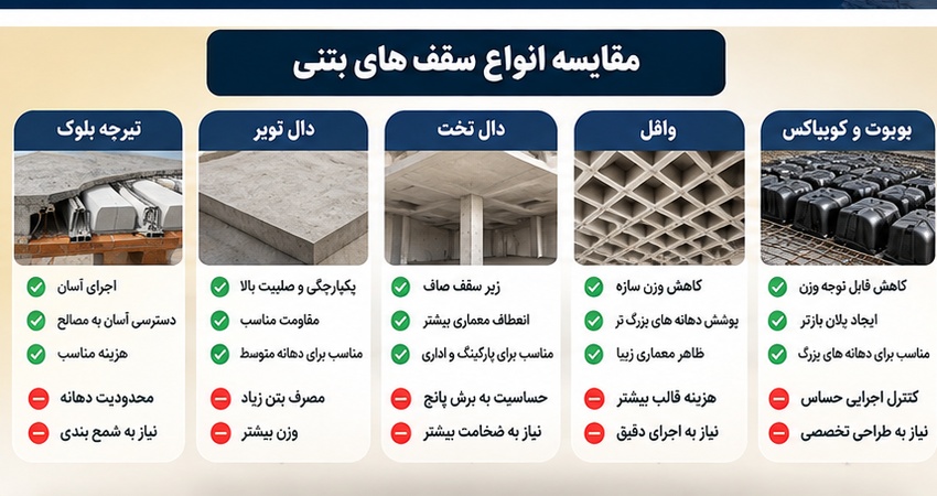 مقایسه انواع سقف بتنی